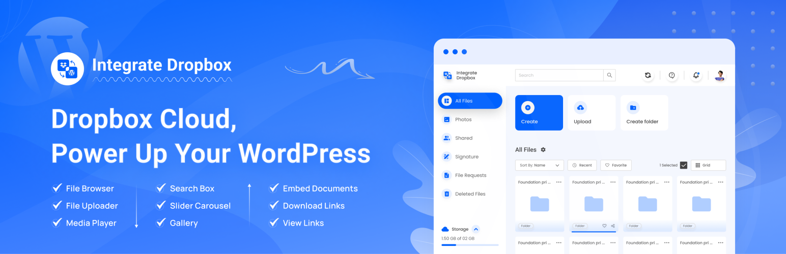 Integrate Dropbox &#8211; Manage, Browse, Slider, Media Player, Embed, Download, View Your Dropbox Files Into Your WordPress Site