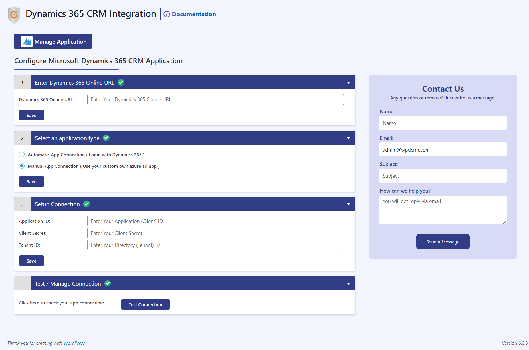 Basic (Dynamics 365 App Connection) Plugin Configurations.
