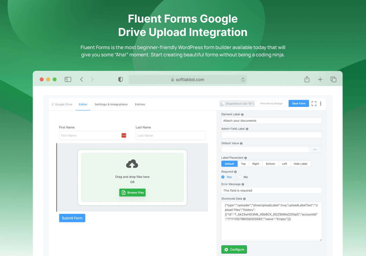 Fluent Forms Google Drive Upload Integration