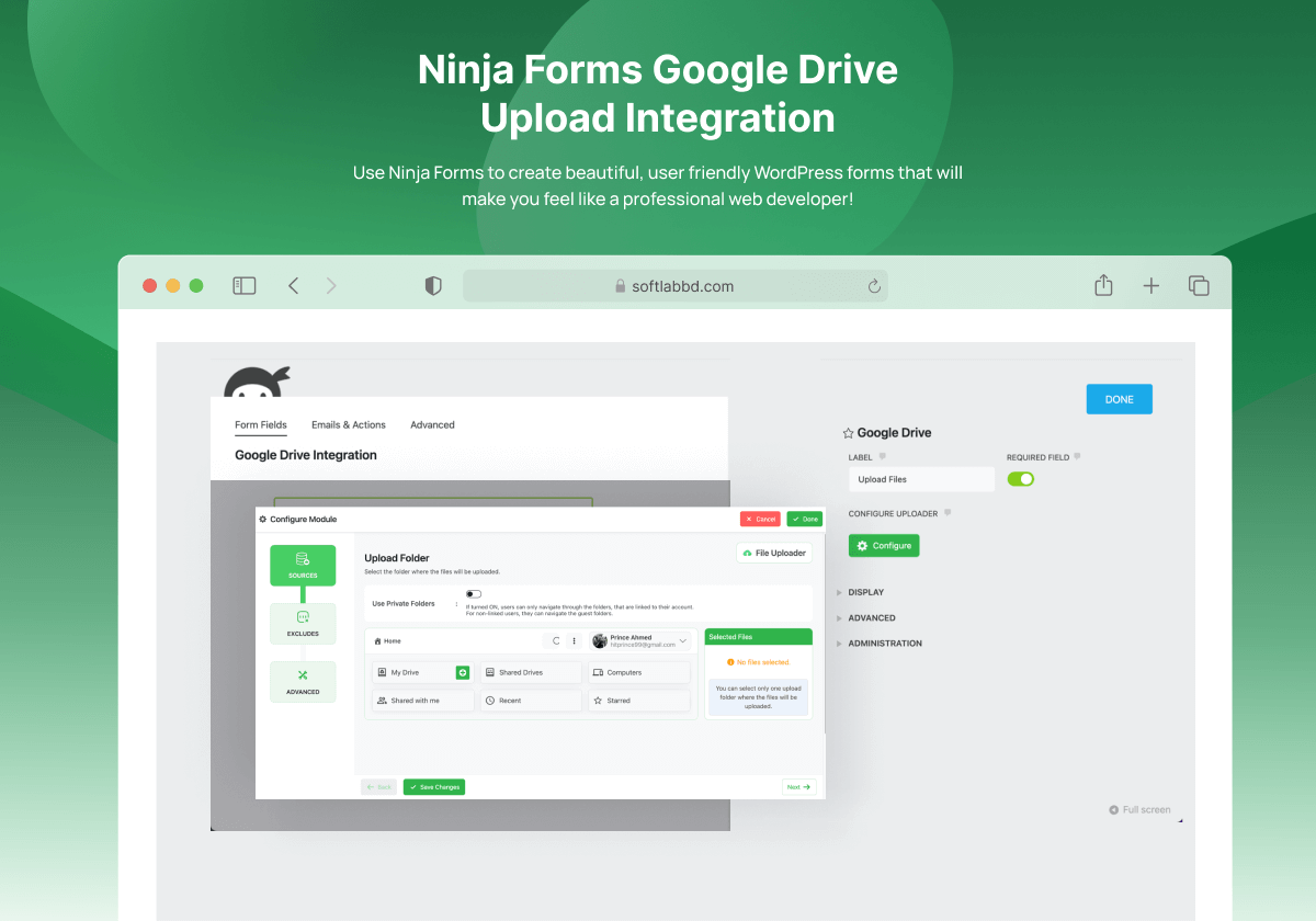 Ninja Forms Google Drive Upload Integration