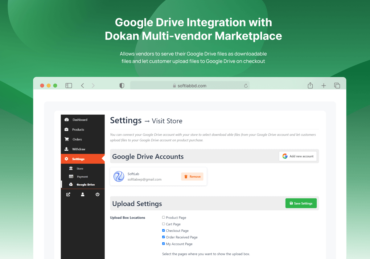 Google Drive Integration with Dokan Multi-vendor Marketplace