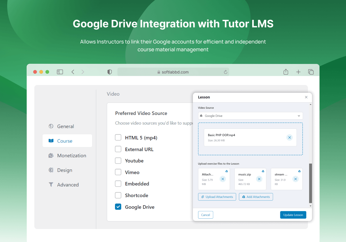 Google Drive Integration with Tutor LMS