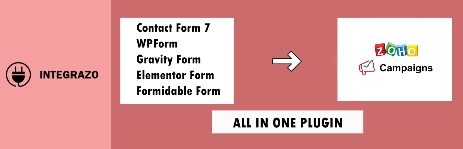 WordPress 外掛 Integration for Zoho Campaigns – Contact Form 7, WPForms, Elementor, Gravity Forms & More 的封面圖片。