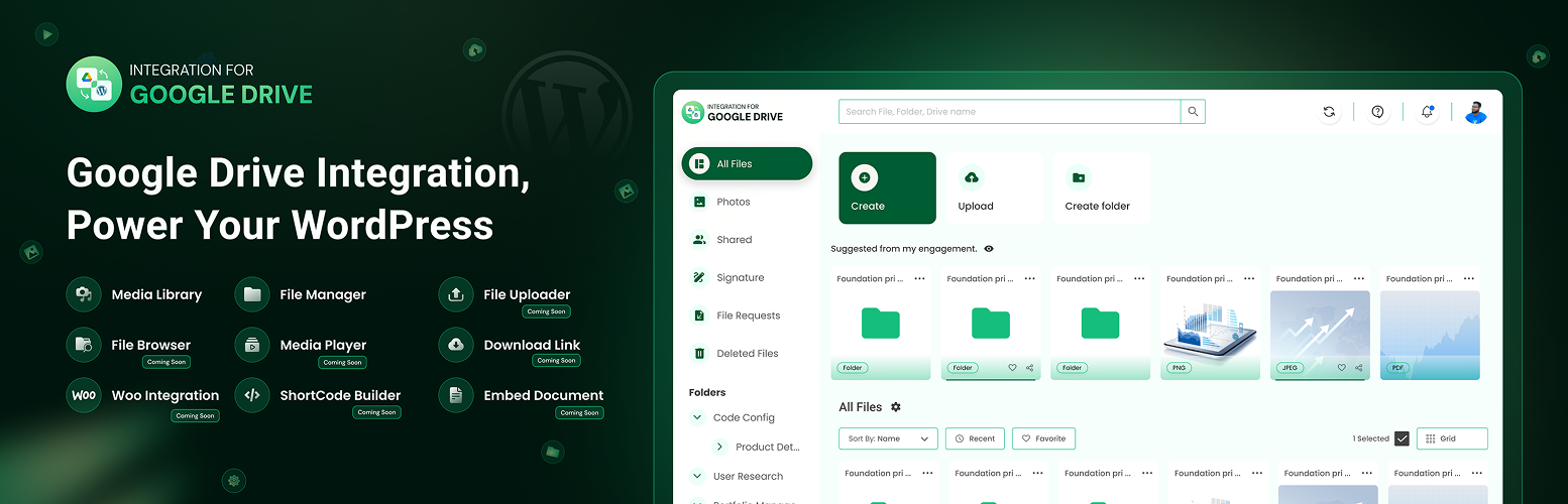 WordPress 外掛 Integration For Google Drive 的封面圖片。