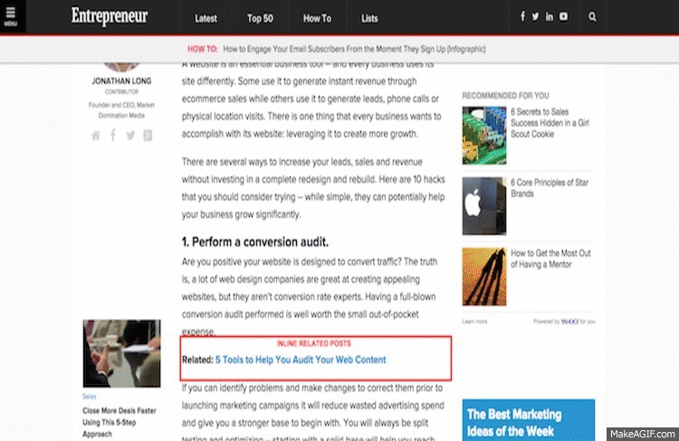 Some example of famous websites with "Related post box"