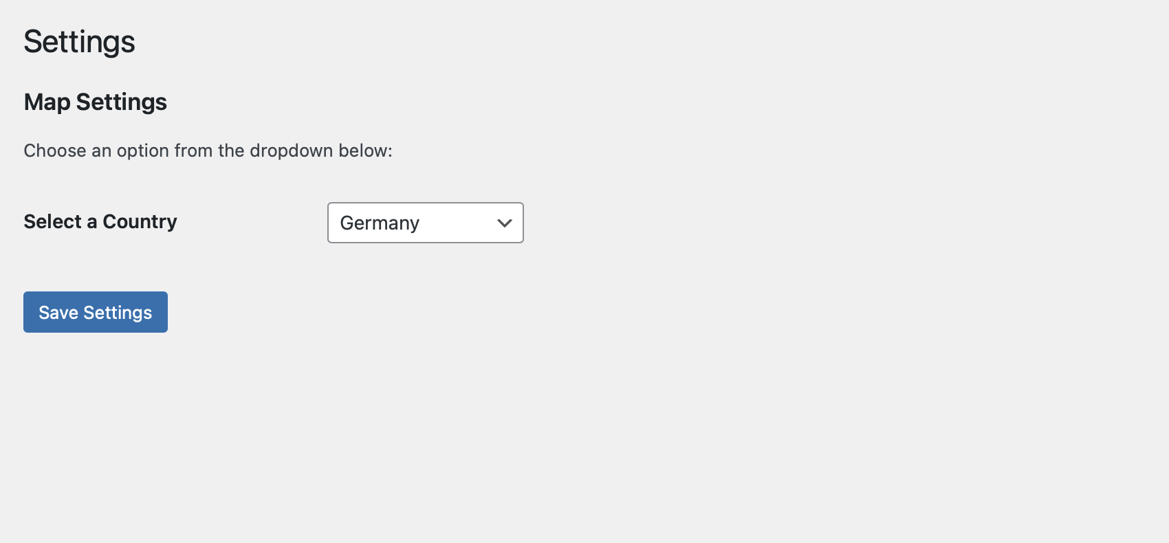 You can change the map country on the Map settings