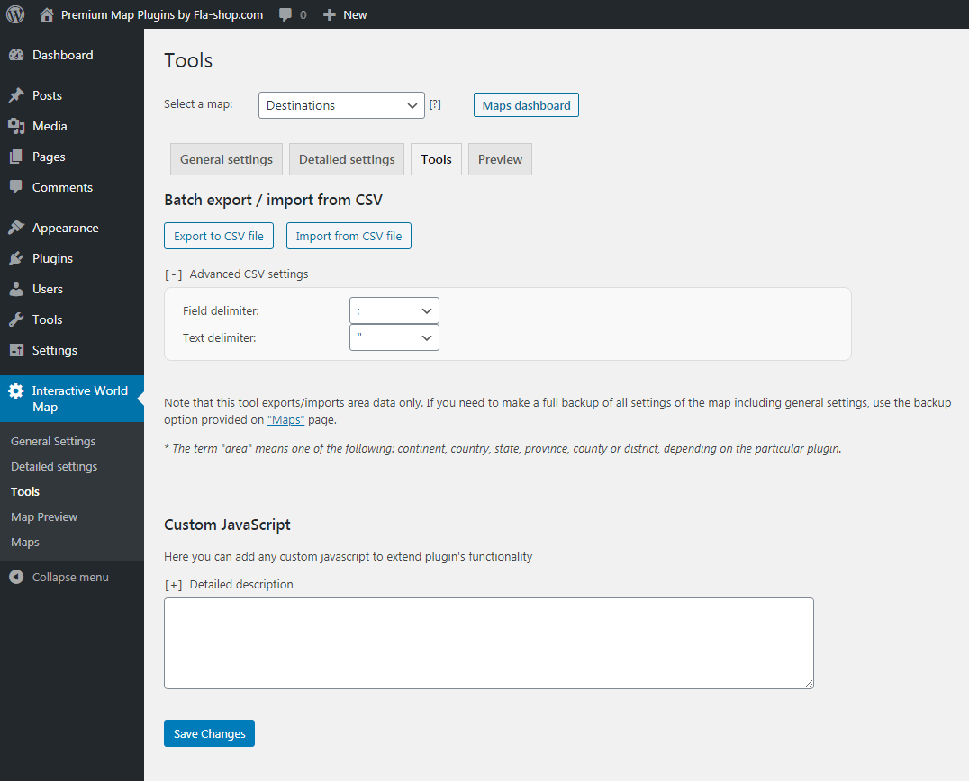 Export and import spreadsheets