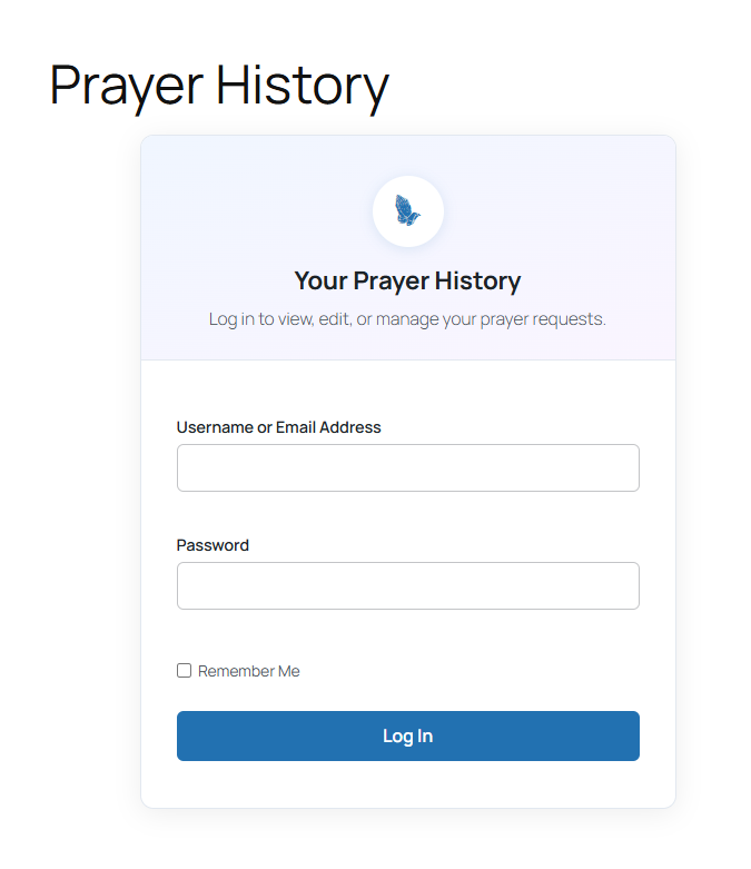Prayer History login.