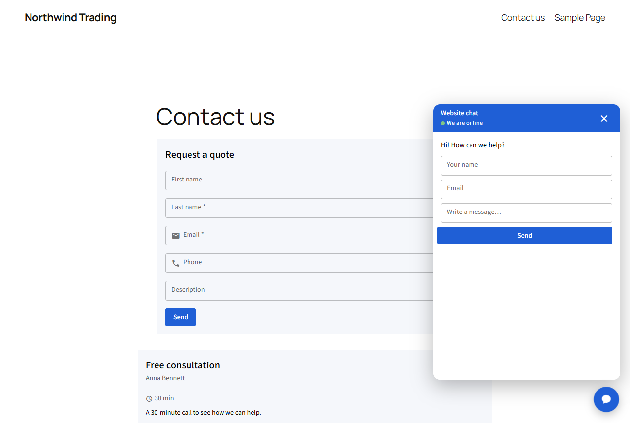 The live chat window.