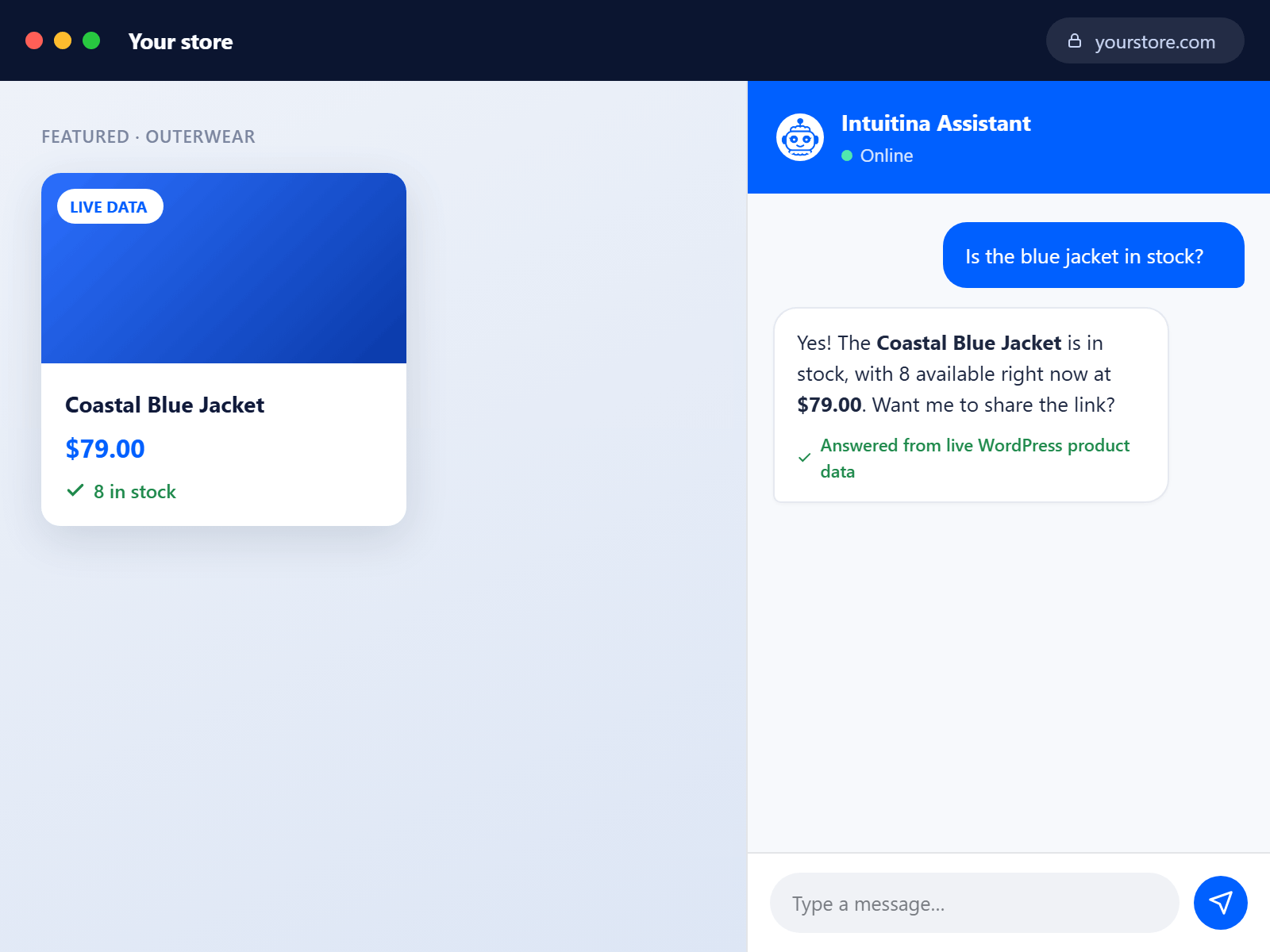 Customers get correct, real-time answers pulled straight from your live store.