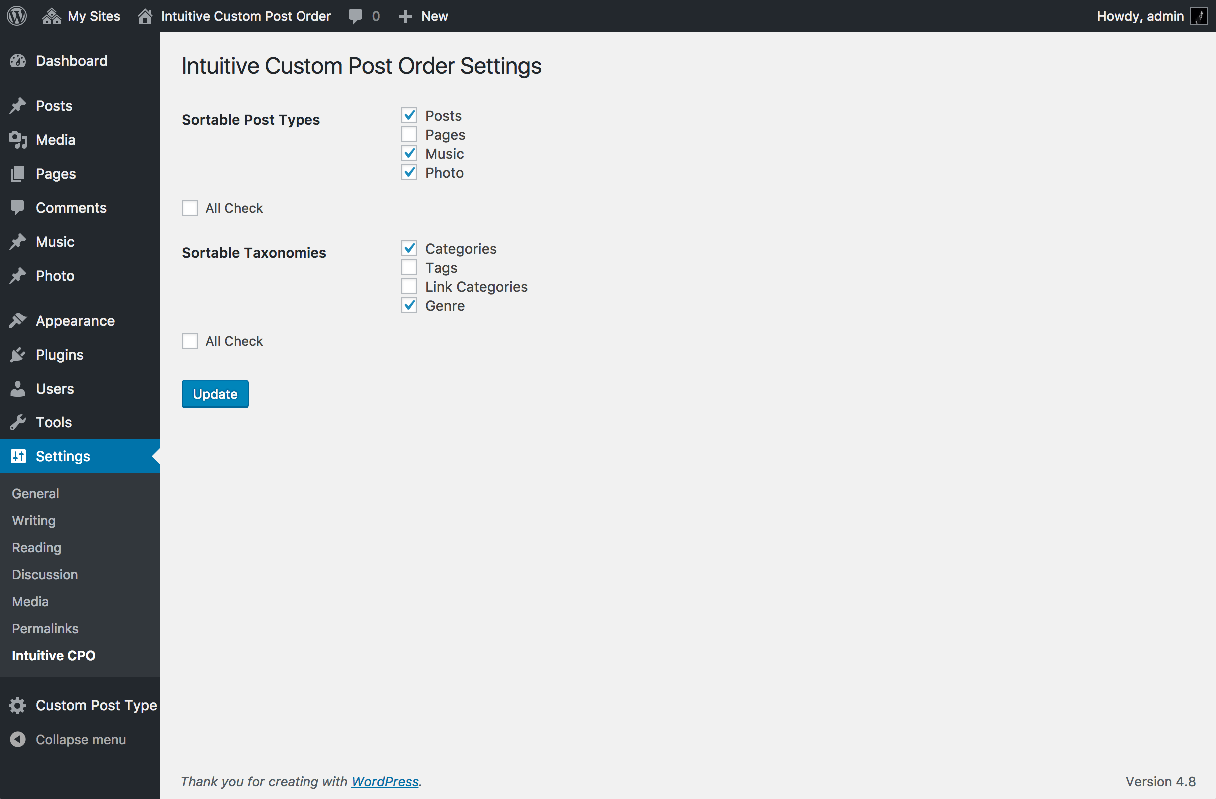 Intuitive Custom Post Order