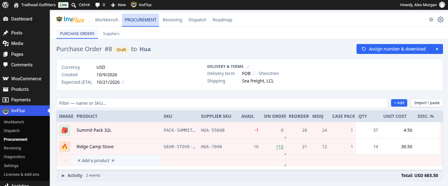 InvFlux for WooCommerce