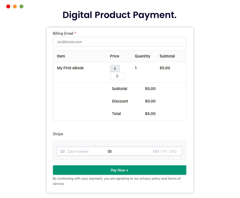 One-time digital product payment.