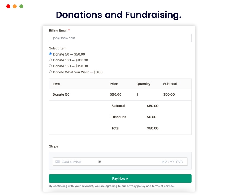 Donations/Fundraising example.