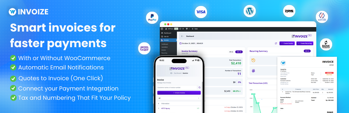 Invoize – PDF Invoices, Packing Slips, Quotations & WooCommerce Invoicing