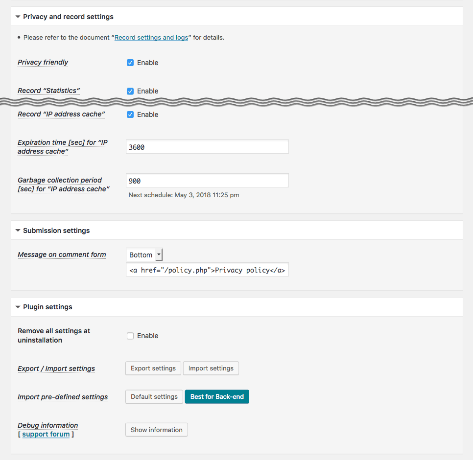 <strong>IP Geo Plugin</strong> - IP address cache settings