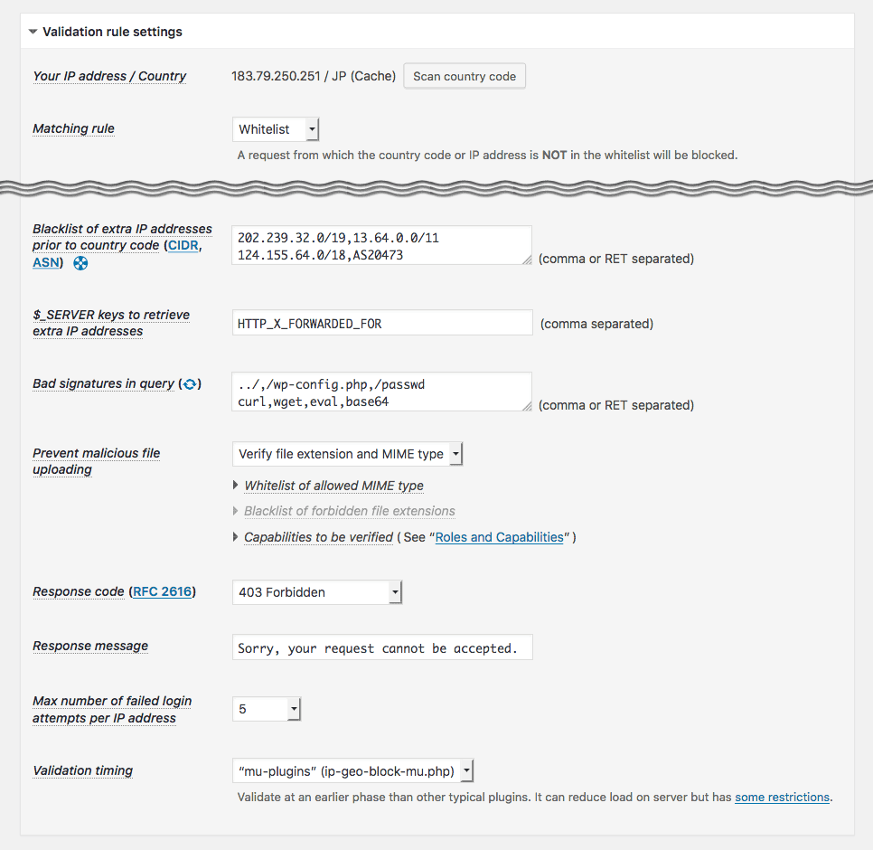 <strong>IP Location Plugin</strong> - Validation rules and behavior