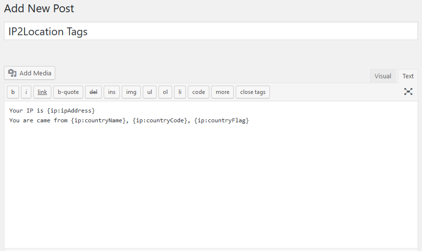 IP2Location Tags shortcode display
