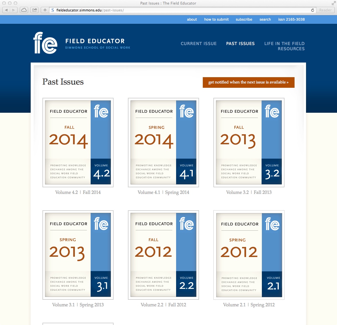 Simmons Field Educator - Issue Archive
