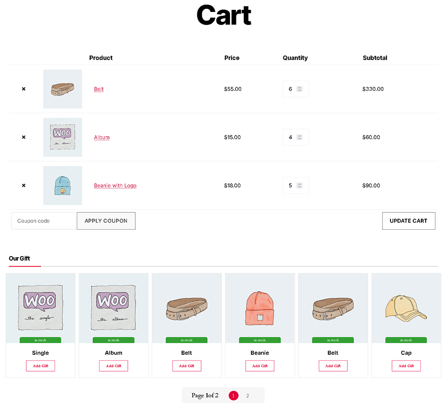 <p>free gifts for woocommerce grid layout</p>