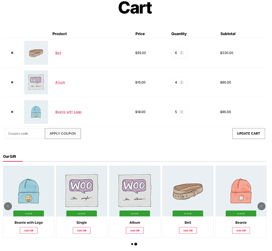 <p>free gifts for woocommerce carousel layout</p>