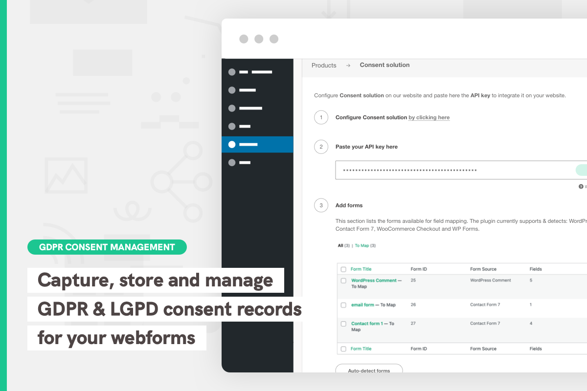 Capture, armazene e gerencie registros de consentimento GDPR & LGPD para seus formulários da web