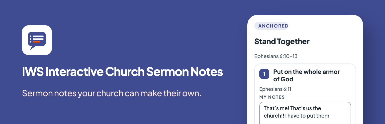 WordPress 外掛 IWS Interactive Church Sermon Notes 的封面圖片