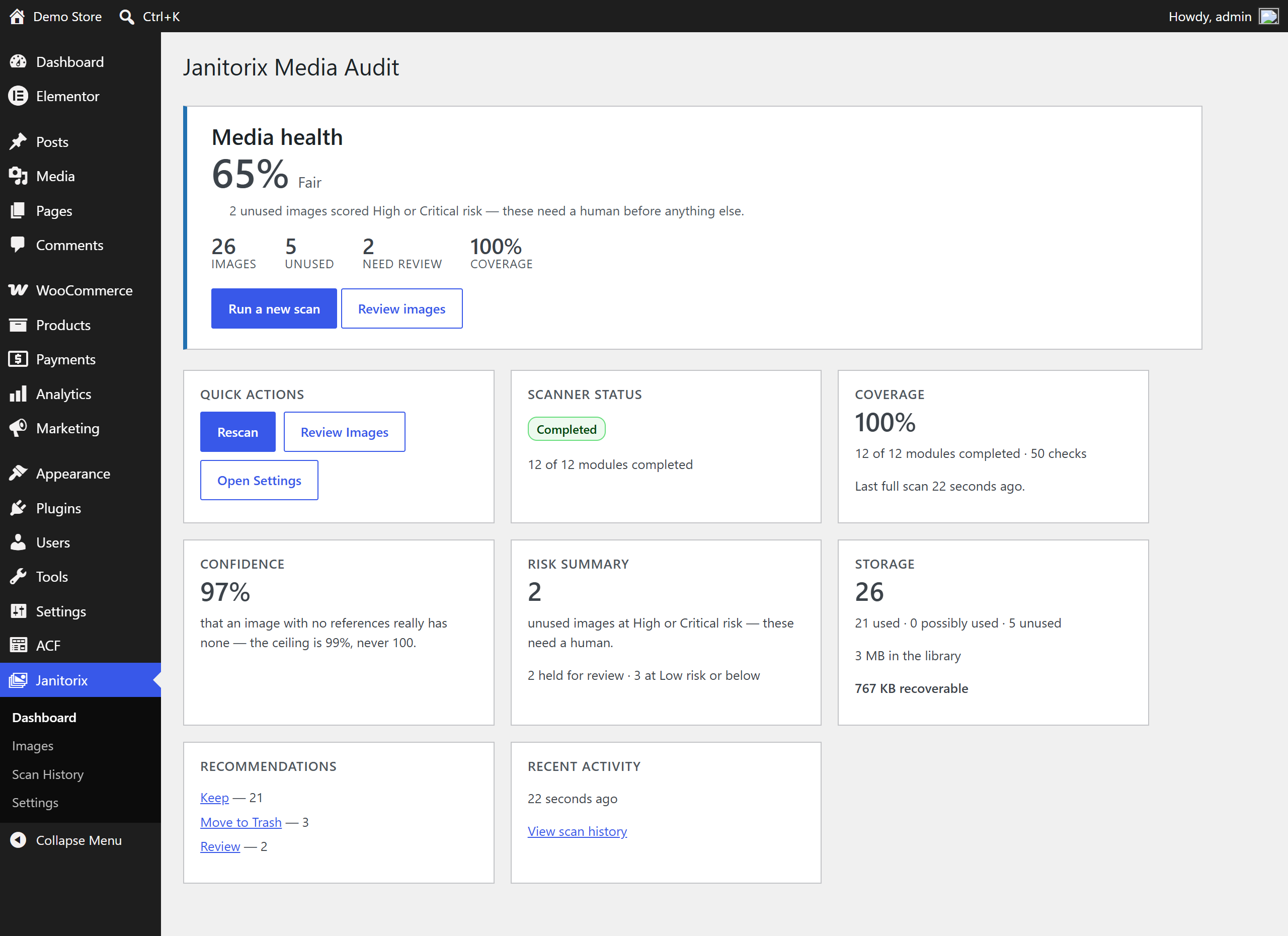 The dashboard — a verdict first, with the reasons behind it