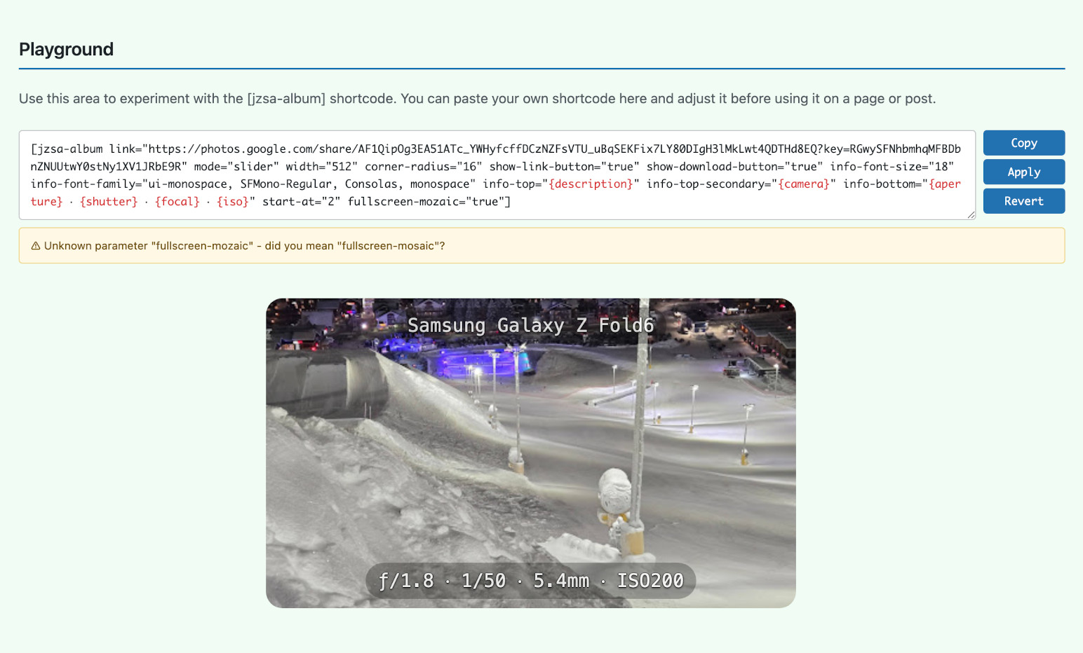 Live preview on the Guide page