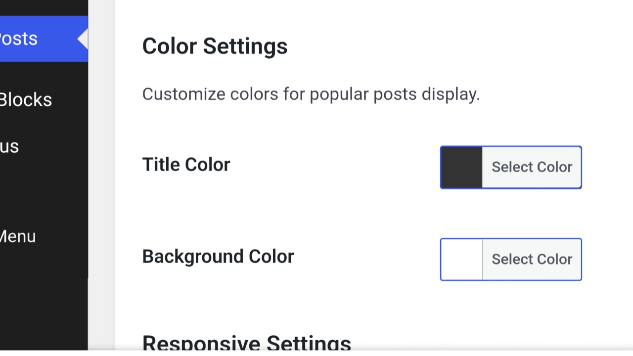 Settings page - Color settings