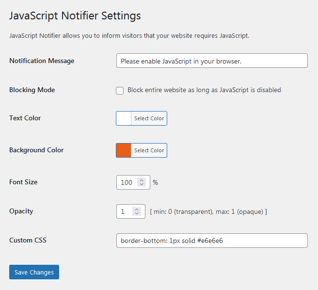 Plugin Settings