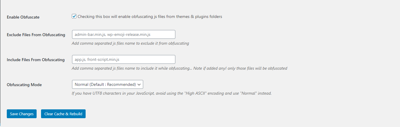 Obfuscating Settings