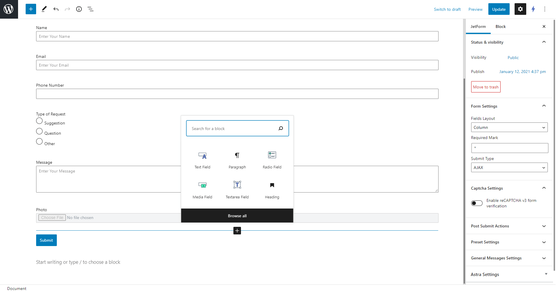 Adding new form fields