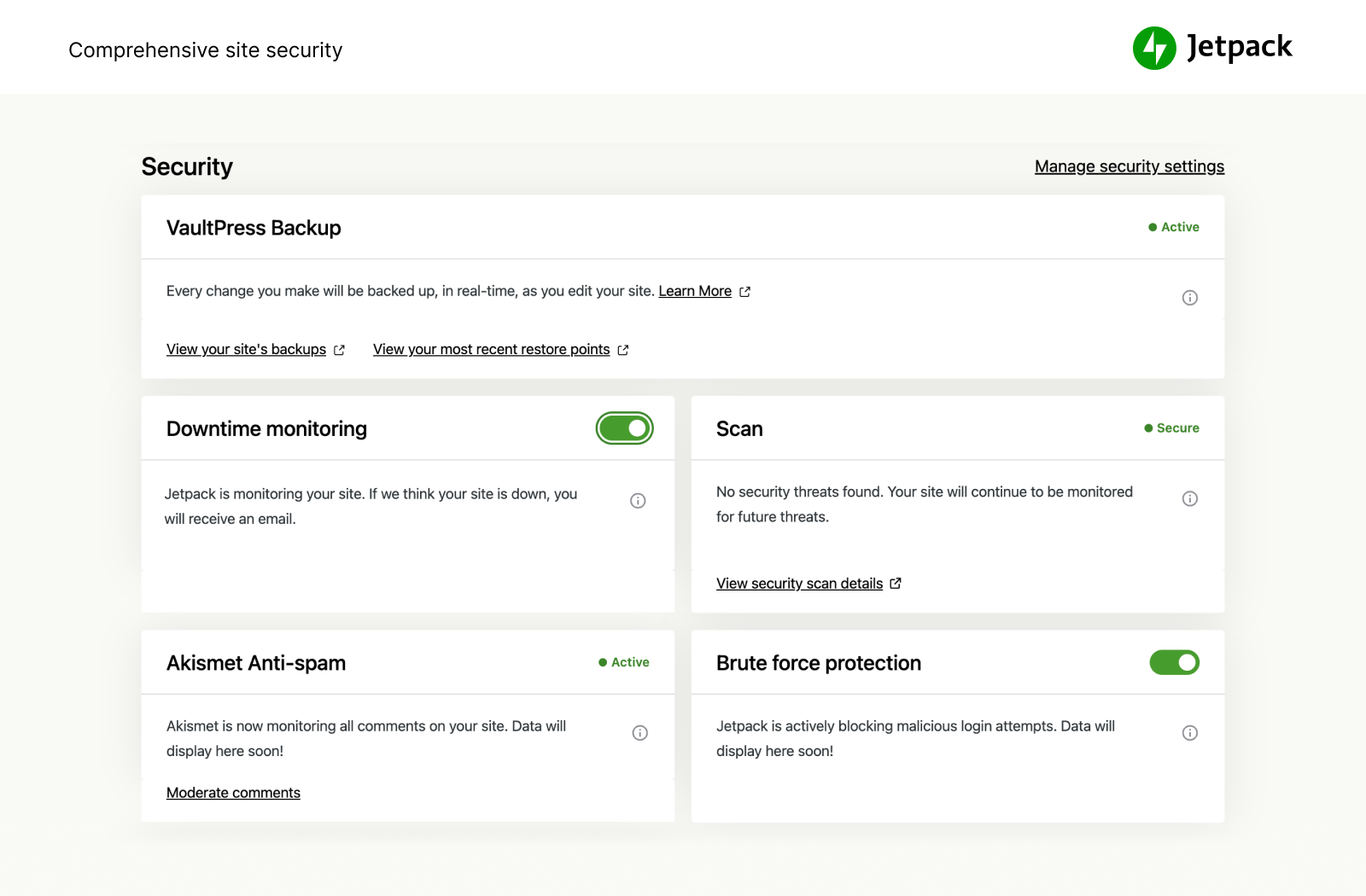Jetpack – WP Security, Backup, Speed, & Growth Screenshot