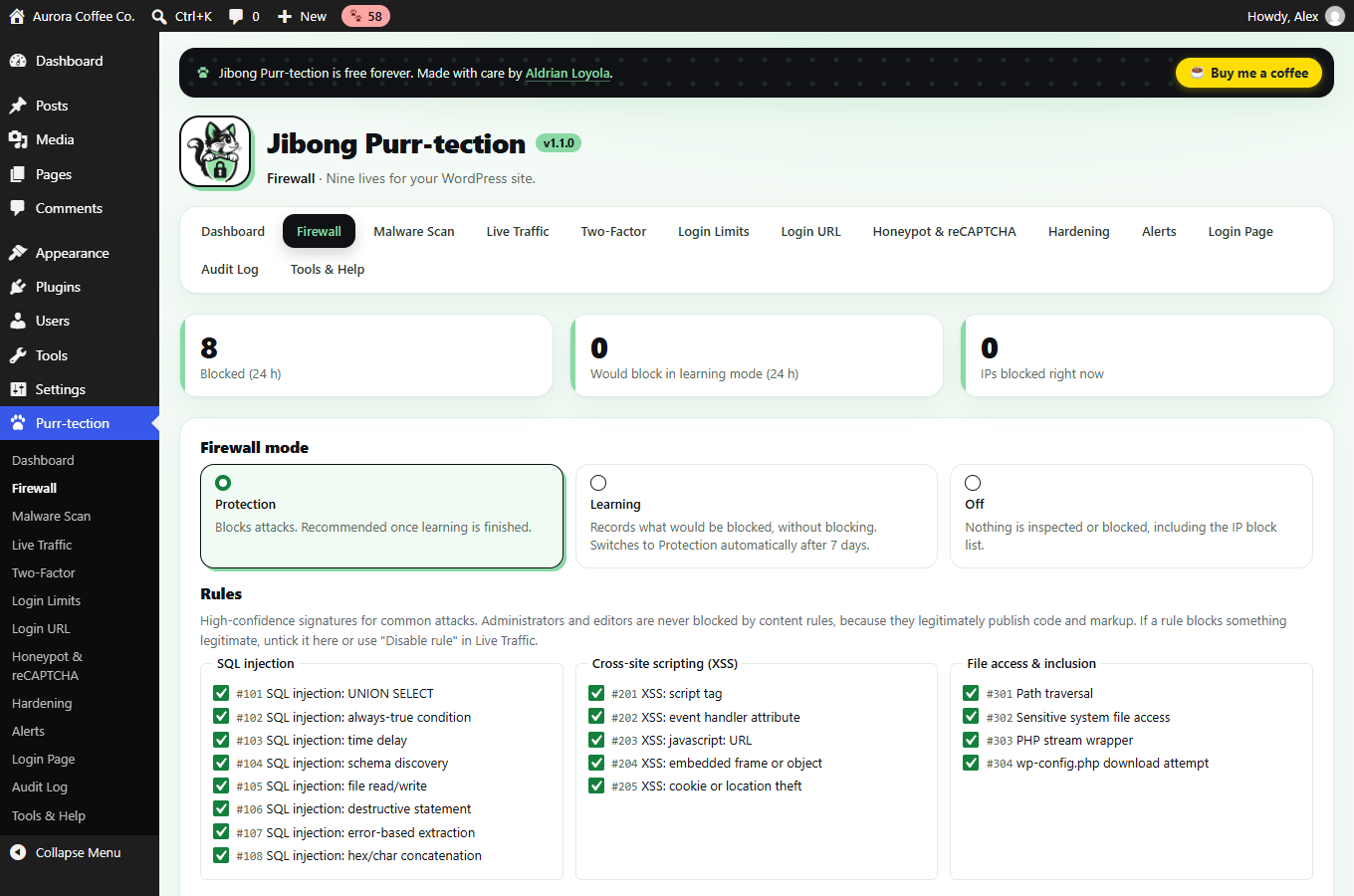 Firewall modes, rules and allow/block lists.