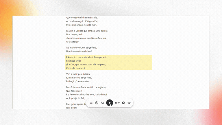 Listening: the passage being read aloud is highlighted.