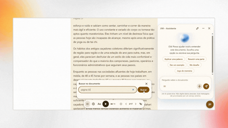 Search in the document, with the assistant open.