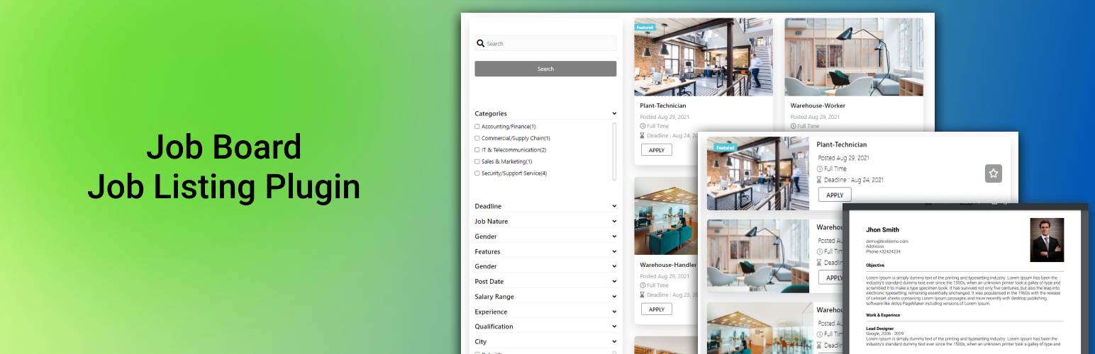 JobBoard Job listing plugin