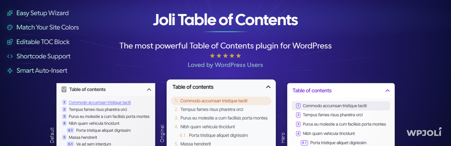 Joli Table Of Contents