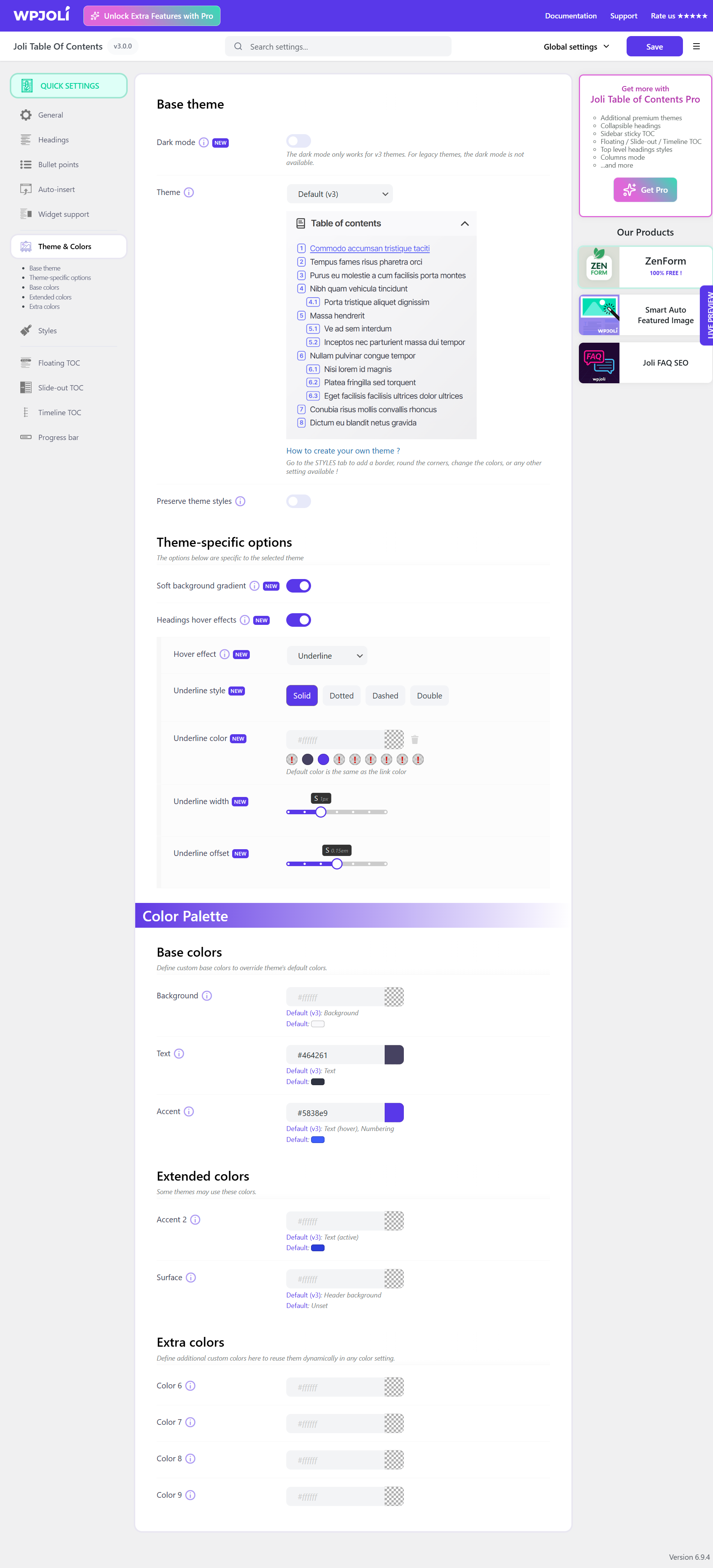 Settings Page — Theme & Colors