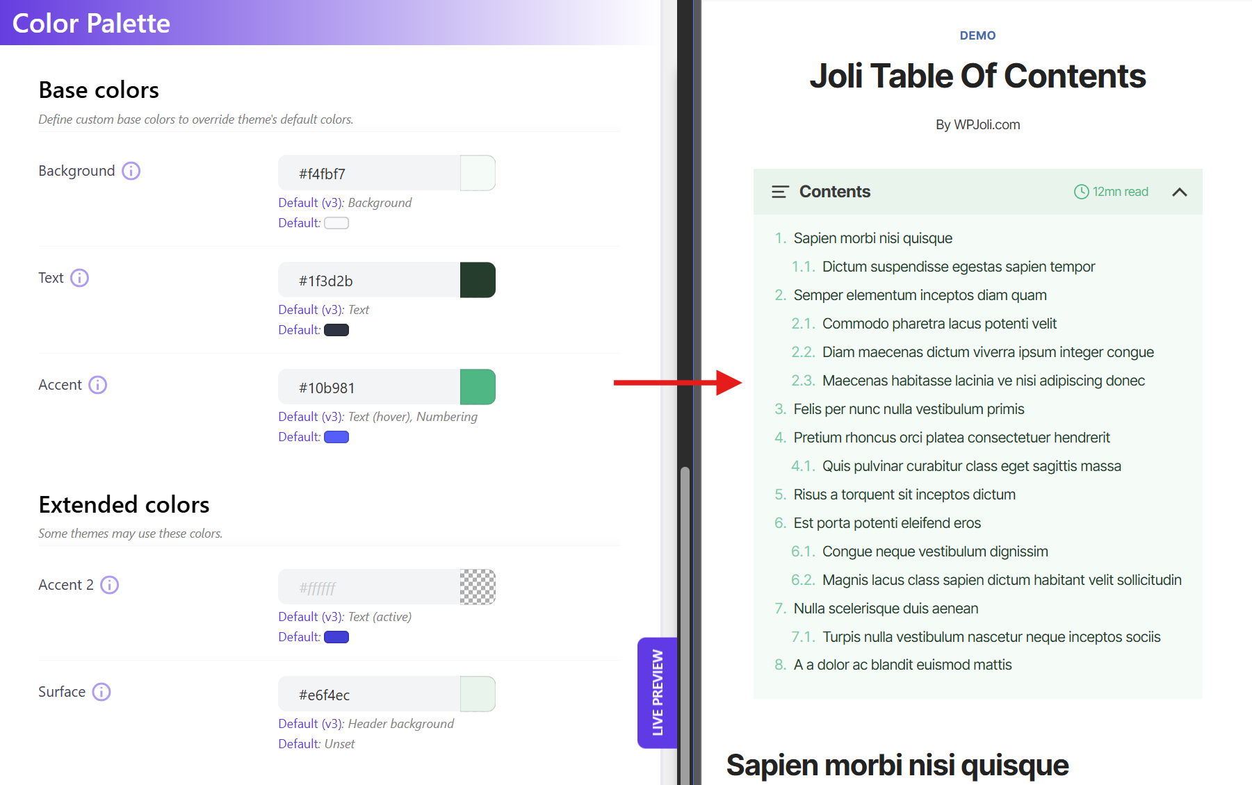 Color Palette — Example 2 (custom colors)