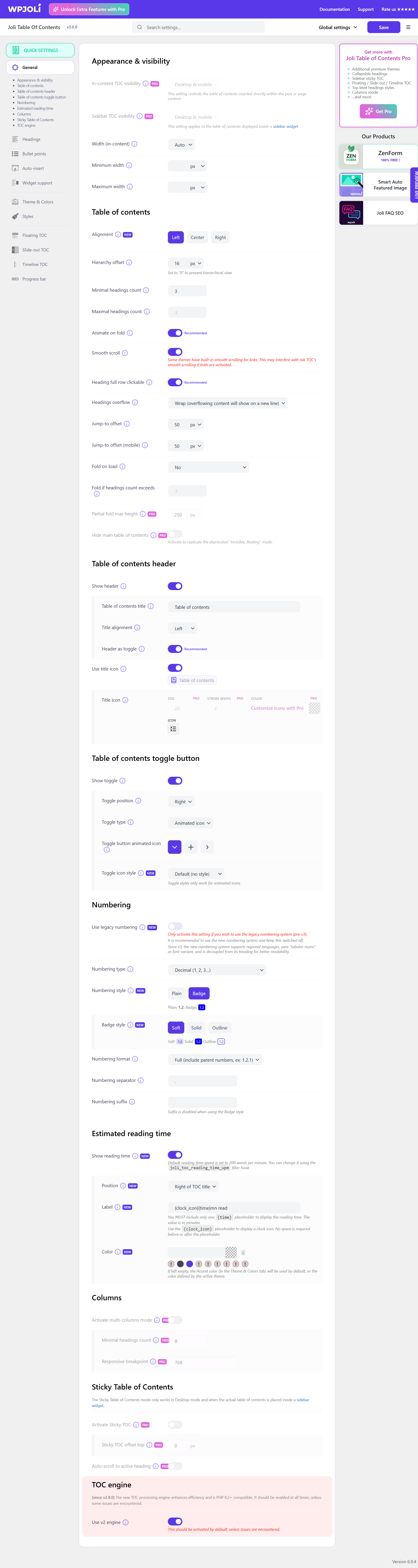 Settings Page — General