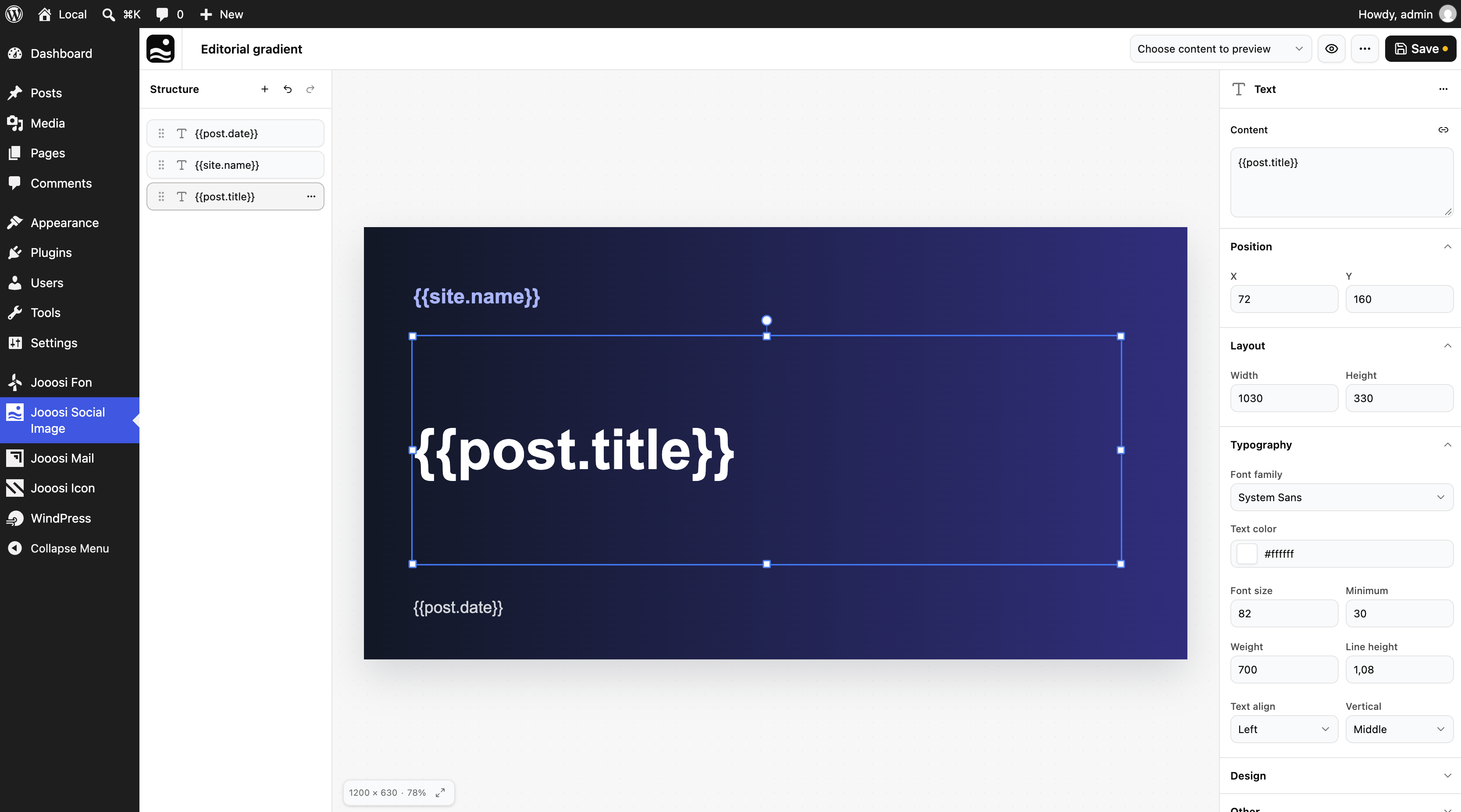 Edit a Design with its layer structure, canvas, and element inspector.