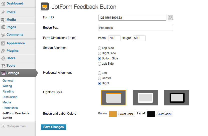 Jotform Feedback Button