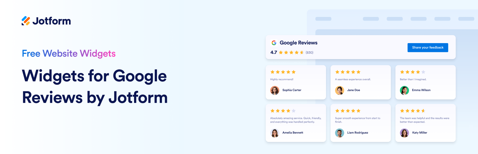 WordPress 外掛 Jotform – Widgets for Google Reviews 的封面圖片