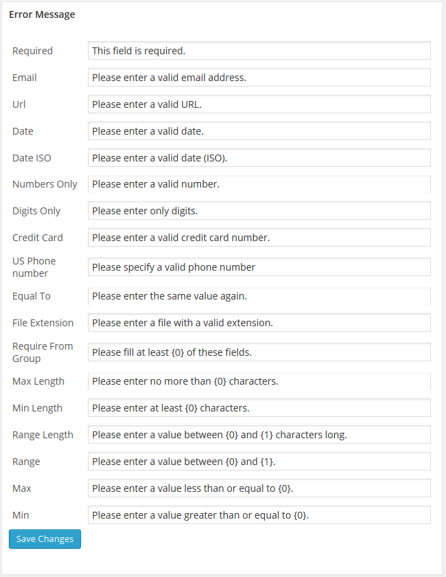 Change Error Message