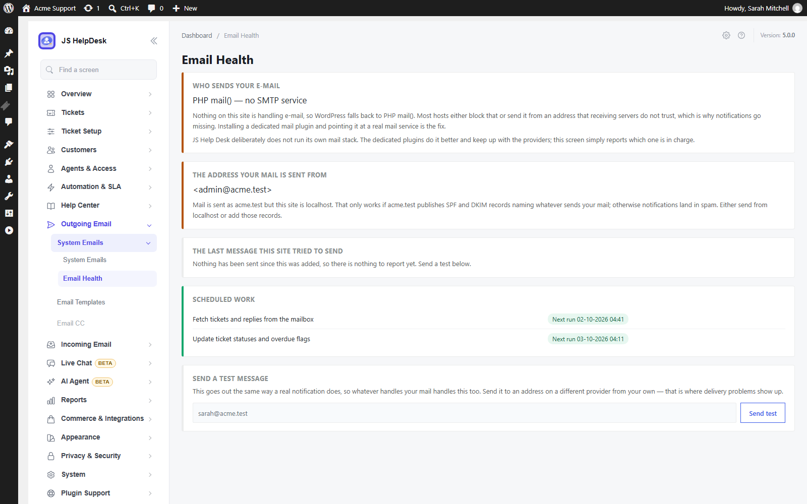Email Health shows whether your notifications are really being sent.