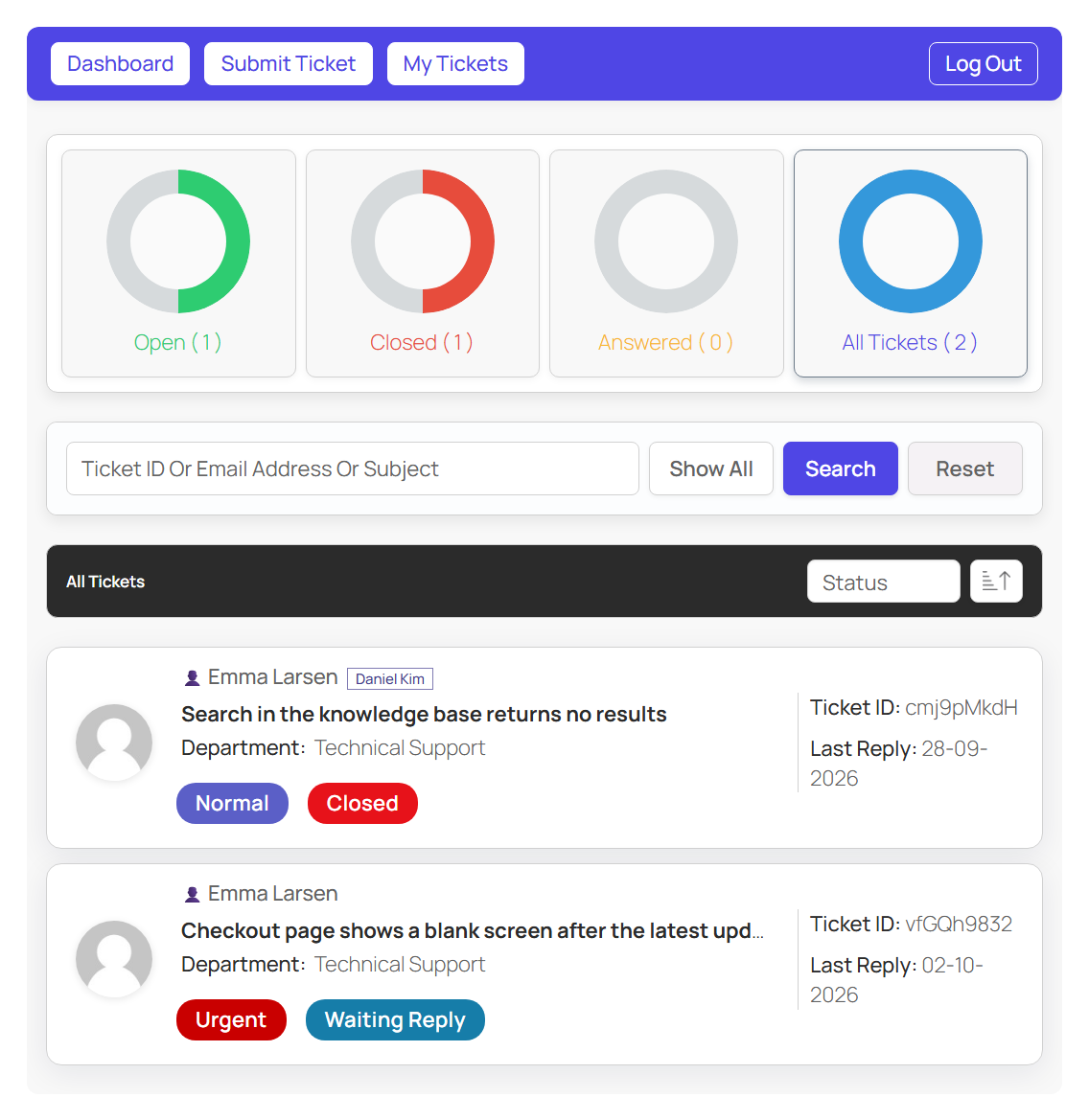Customer portal: customers follow all their tickets on your site, without wp-admin.