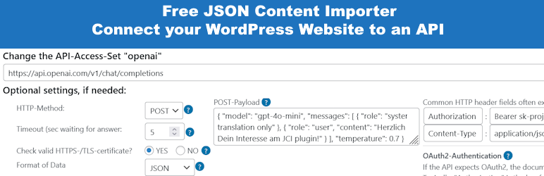 Get Use APIs – JSON Content Importer