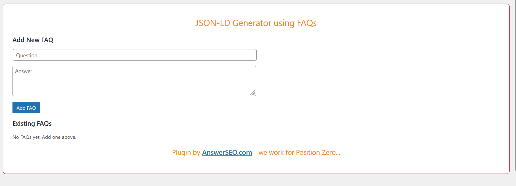 Add a new FAQ in the settings page.